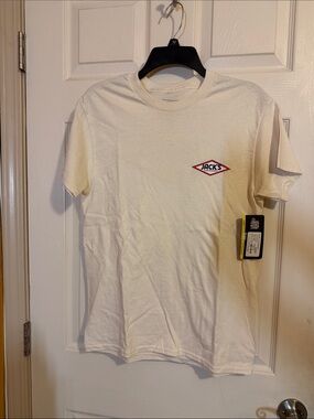Jack by BB Dakota Cream Short-Sleeve Logo Tee with Red Accent, new w/tags